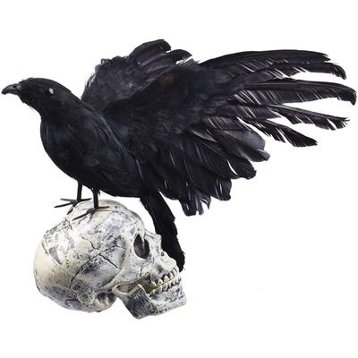 Black Crow Decoration Halloween Realistic Feathered Crows Haunted House Decor for Party Decoration