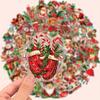 50pcs Retro Christmas Vinyl Stickers, Reusable for Laptops, Water Bottles, Suitcases, Helmets, Motorcycles,Guitars,Holiday Gifts