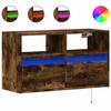 TV Wall Cabinet with LED Lighting Smoked Oak 80 x 31 x 45 cm