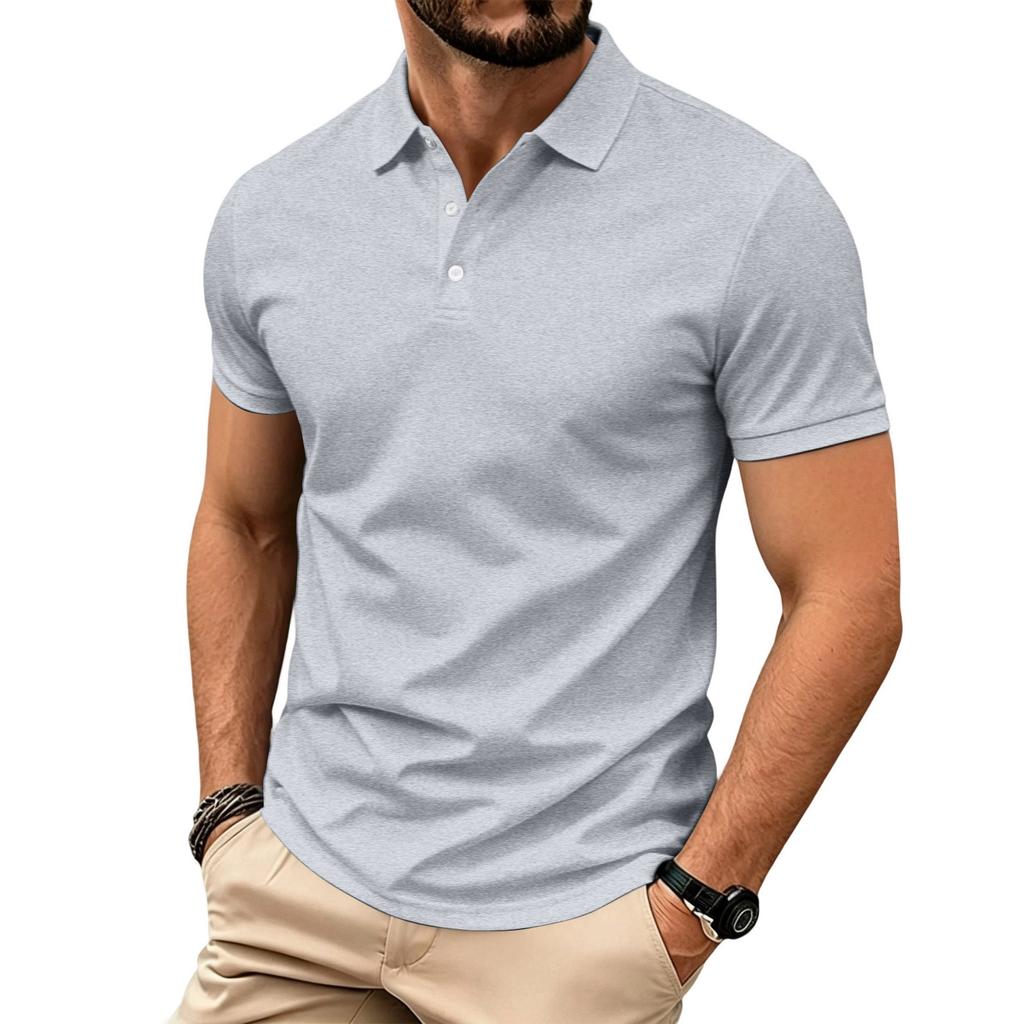 Men's Classic Fit Short Sleeve Polo Shirt with Breathable Quick Dry Fabric and Turn Down Collar for Casual or Sportswear