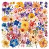 50/100PCS Cartoon Flower Stickers Transparent Waterproof PET Flower Decoration Notebook Stationery Room Stickers