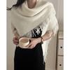 Korean-Inspired Tassel Triangle Shawl: Women's Autumn/Winter Solid Color, Versatile, Cozy Scarf.
