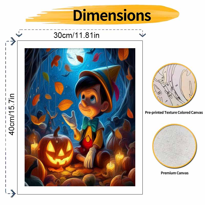 Disney Pinocchio Pumpkin Oil Painting Kit Home Bedroom Wall Decor Handmade Gift Art Crafts Fall Decor Autumn Party Favors DIY Projects