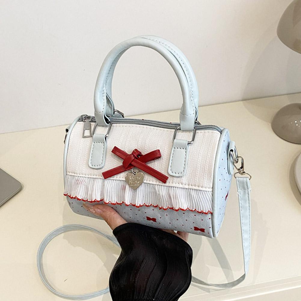 Bow Polka Dot Handbag Large Capacity Waterproof Crossbody Bag Single Shoulder Korean Style Small Square Bag Sweet Tote Bag