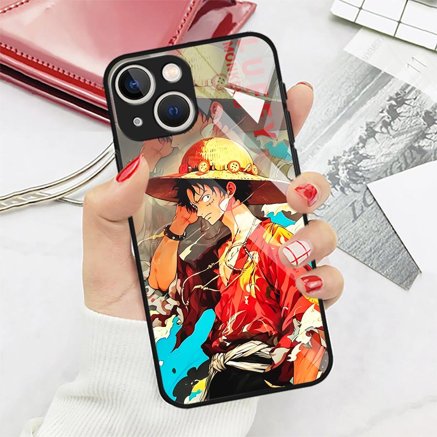 Glass Phone Cover Case for iPhone 17 Pro Max 11 16 15 Plus 8 Air 13 XR 12 14 OneS P-ieceS Luffy Zoro