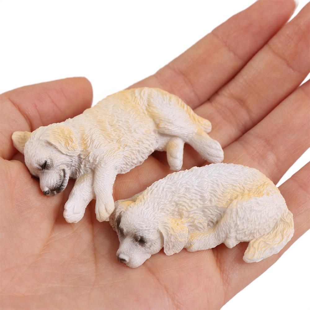 Sleeping Dog Toy Figure Home Decor Golden Retriever Model Dog Car Ornaments  Dashboard Tabletop