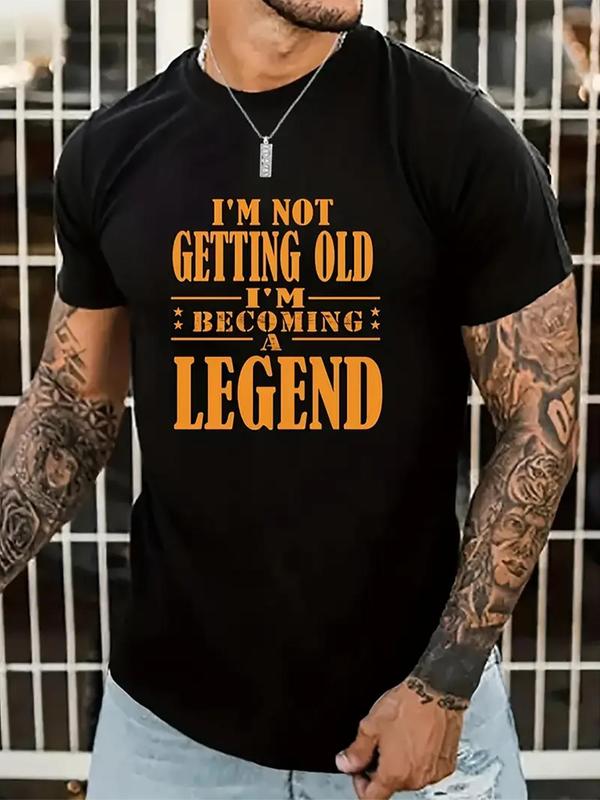 Unisex letter print crew neck T-shirt, regular fit casual short-sleeved unisex T-shirt, unisex summer T-shirt. L