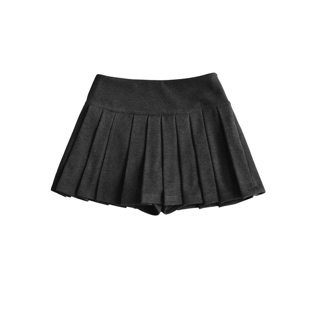 2026 New College Style Spicy Pleated High-Waisted Mini Skirt with Sexy Slit and Anti-Exposure Design