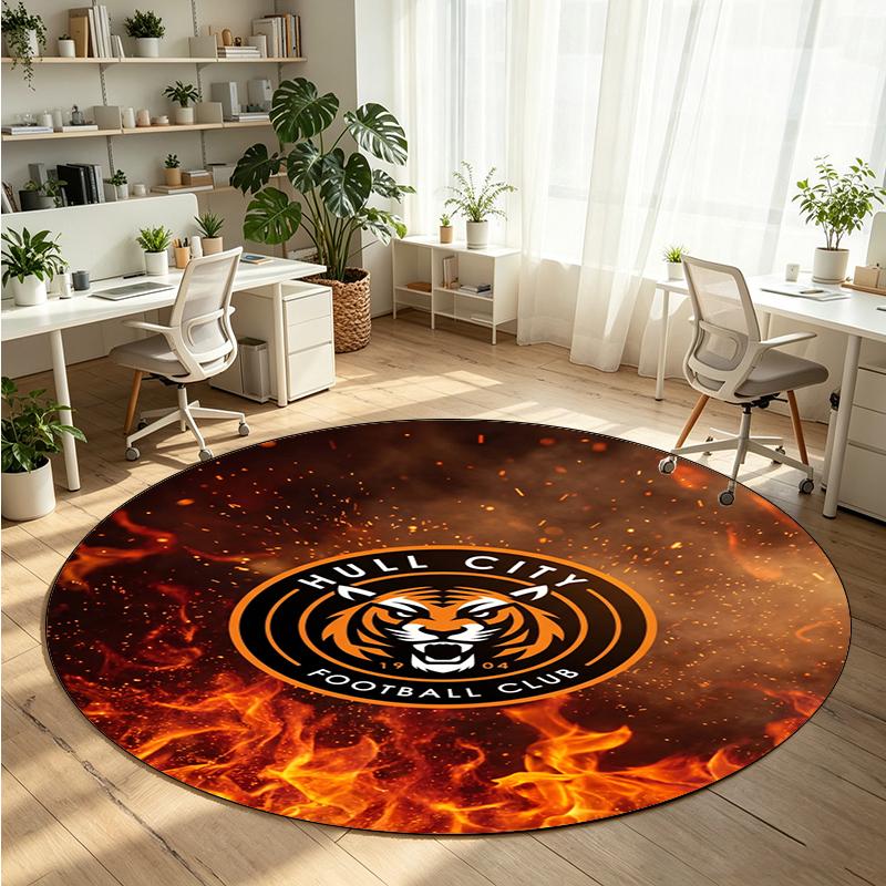 Hull City Football Printed Round Crystal Velvet Rug Soft Non Slip Floor Carpet For Bedroom Holiday Gift