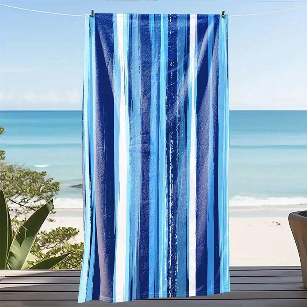 

Classic Blue and White Stripes Beach Towel, Nautical Style Quick-Dry Sand-Free Microfiber Bath Towel for Yoga, Swim and Travel W40*H60(CM)