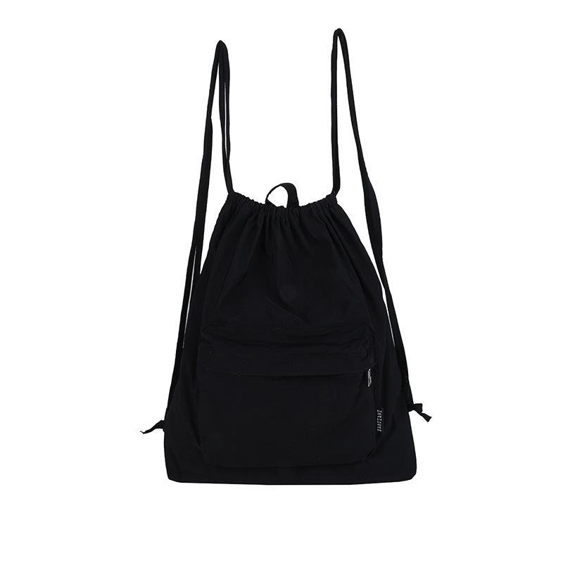 Japanese new simple light backpack commuter backpack drawstring pocket casual sports backpack men's and women's school bags