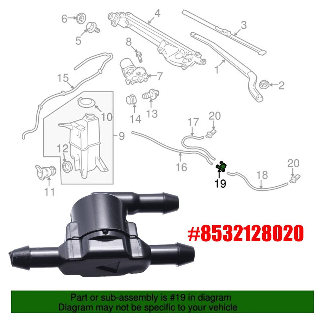 Car Windshield Wiper Washer Check Valve 3 Port Cleaning Nozzle Wiper Spray Connector for Toyota Camry Corolla 4Runner 8532128020