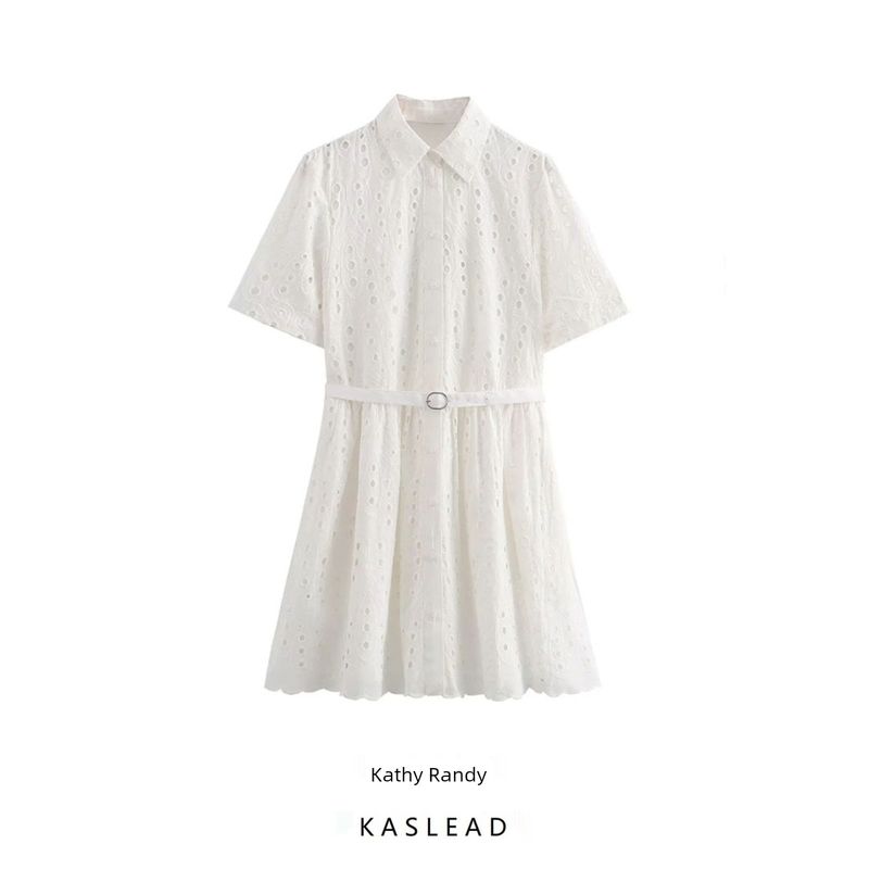 Kaslead New Arrival Women's Clothing Fashion Style Fashion Hollowed-out Embroidery Short Short Sleeve Dress 4877010