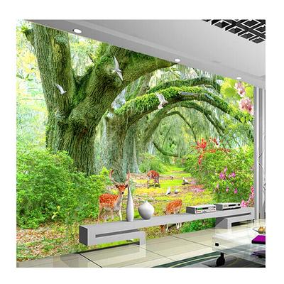 3d Green Forest Wallpaper Trees Animal Mural Living Room Sofa Background Wall Mural Home Decoration