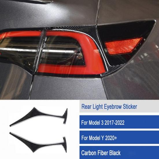 2pcs Carbon Fiber Rear Headlight Eyelid Eyebrow Cover For Tesla Model 3 Y 17-22