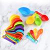 Rainbow Measuring Spoon Cup Set BPA-Free Plastic Baking Tool with Engraved Scales Stackable Dishwasher Safe Essential Kitchen Gadget