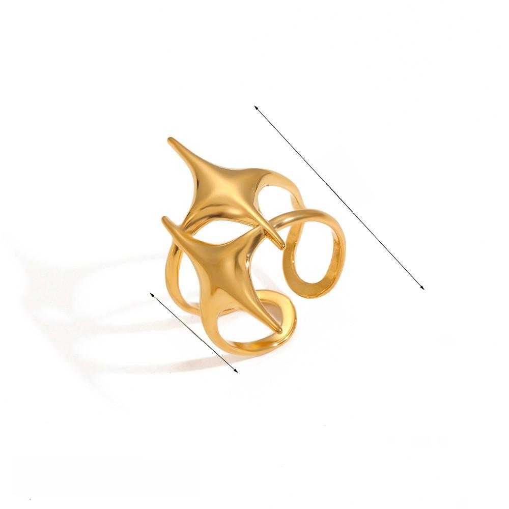 Style Geometric Stainless Steel Ring With 18k Gold Plating For Women And Men