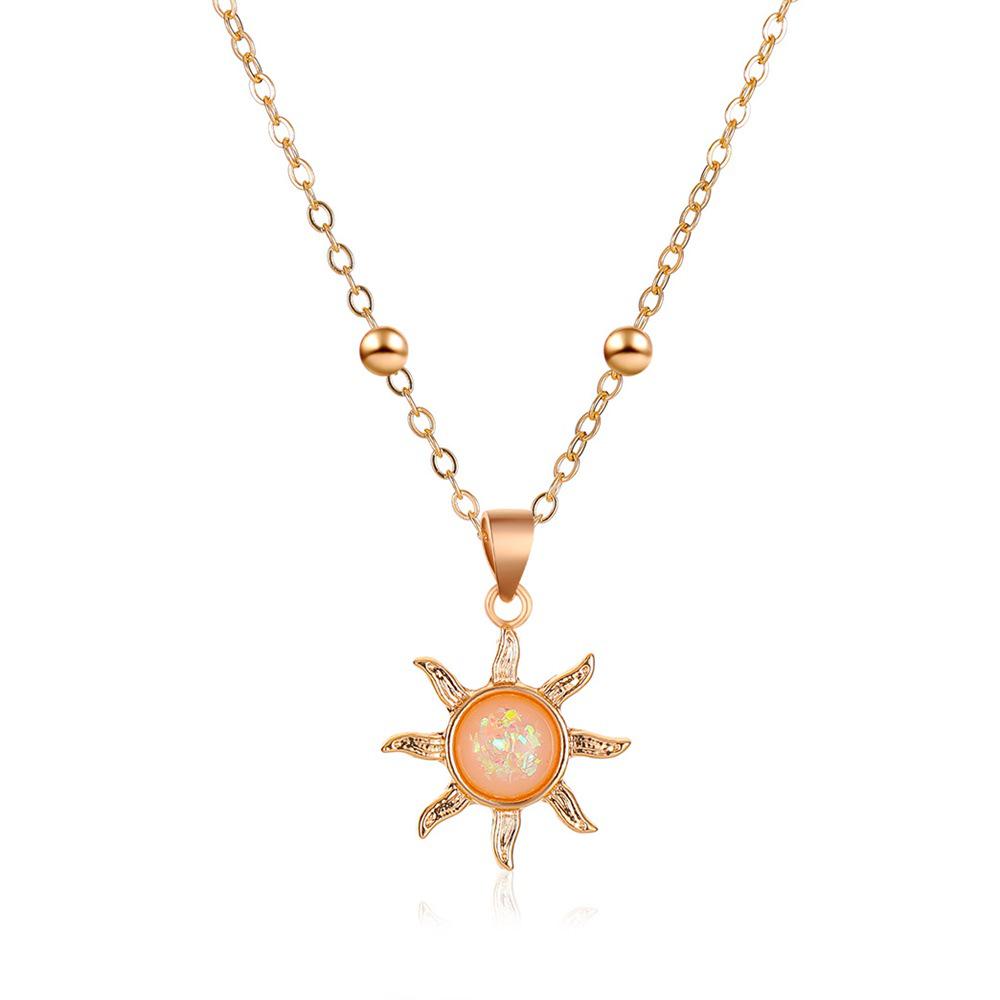 Korean Opal Sunflower Clavicle Necklace – Elegant Light Luxury Design for Women