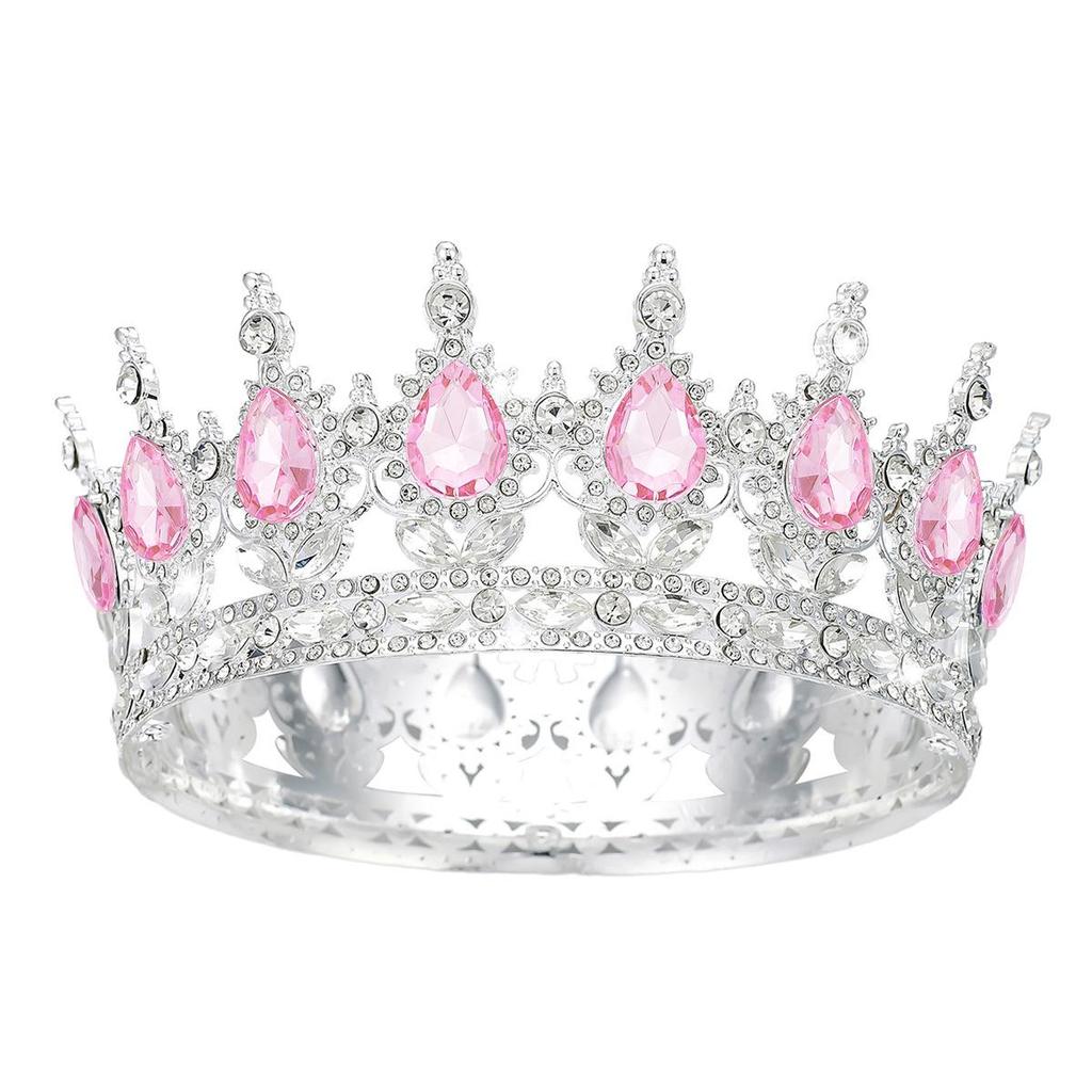 European Baroque Rhinestone King Crown Tiara Hairpiece