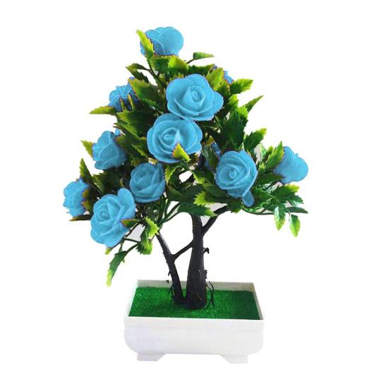 Artificial Flower Plant Rose Potted Bonsai Office Garden Desktop Ornament Decor