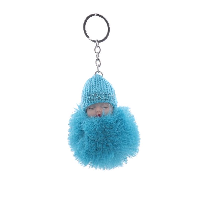 Adorable Fur Ball Doll Keychain with Wool Hat - Vinyl Doll Bag Pendant Gift