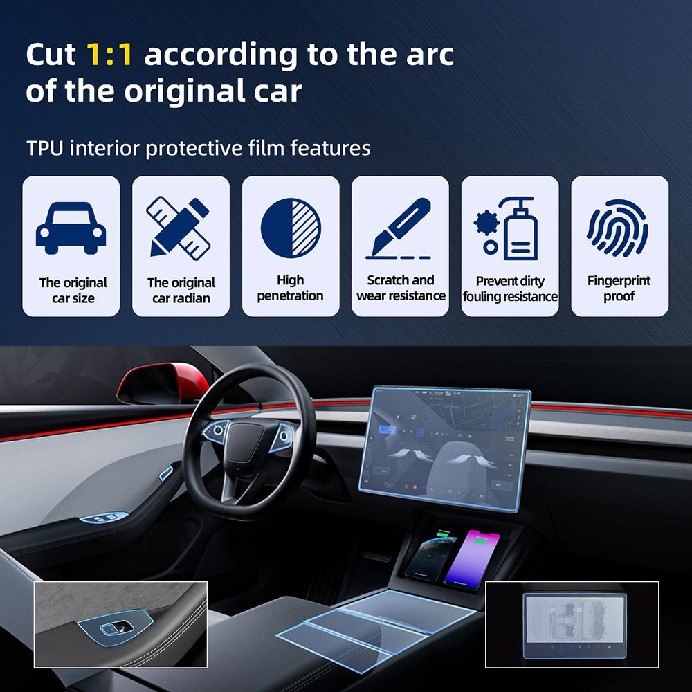 TPU Interior Protective Film For Tesla Model Y Juniper Juniper 2025 2026-UP Navigation Screen Anti-Scratch Sticker Accessories