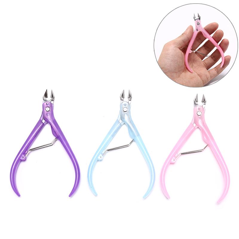 1Pc Manicure Stainless Steel Scissors Nail Cuticle Clippers Plastic Handle