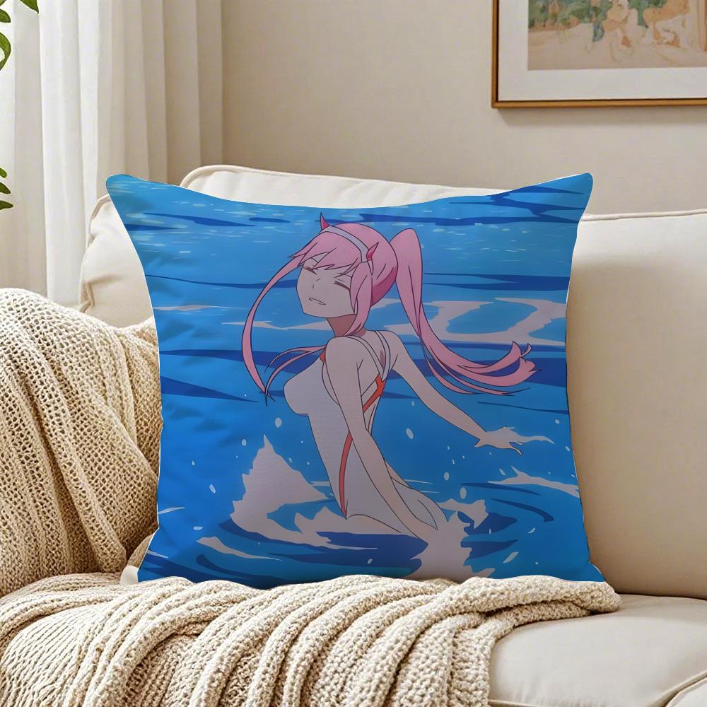 Anime Mecha 02 zero two DDARLING in the FFRANXX Cushion Cover Pillowcase Antidustmite living Room Sofa Decor Cushion Room