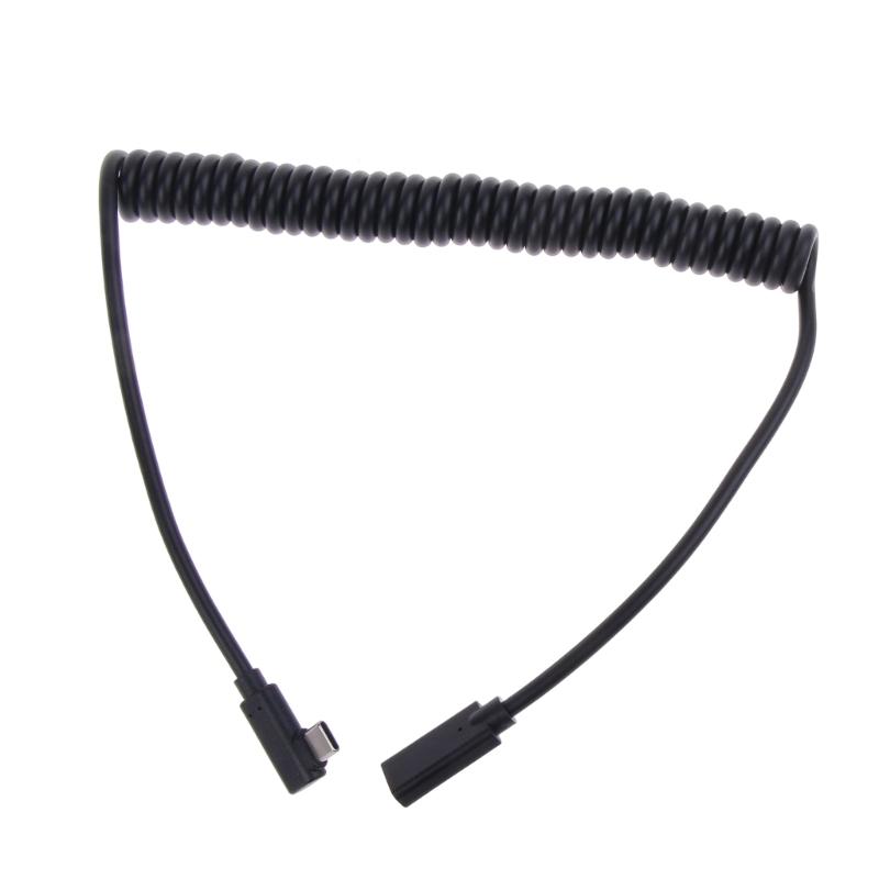 USB3.1 Type-C Male To Female Extension Cable Spring Cable Left Turn 480Mbps TypeC usbC Charging Adapter Cord