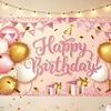 Happy Birthday Banner Hintergrund, Party Foto Hintergrundtuch für Feier, Girlande Flaggen Dekoration für Kinder Frauen, Happy Birthday Zubehör