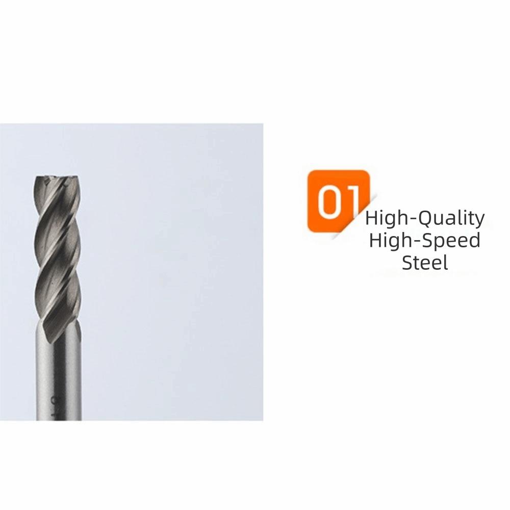 7/10Pcs 4-Flute Spiral End Mill Set High-Speed Steel CNC Milling Tools Wood Steel Milling