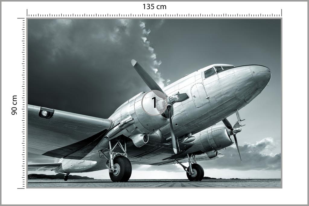 Photomural Propeller Airplane Washable Fleece 135x90