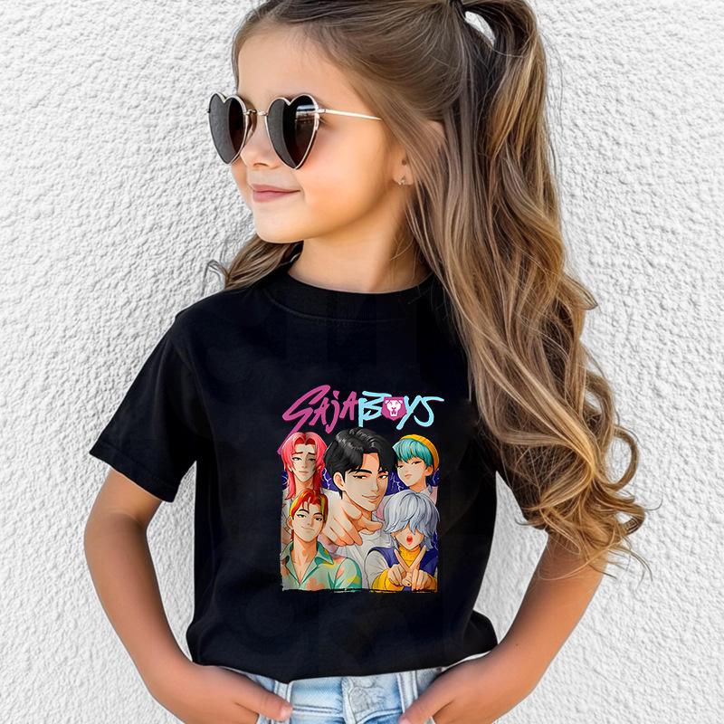 T-Shirts Girls Children's Cartoon Print Fashion Short Sleeve Casual Children's Clothing Top Comfortable