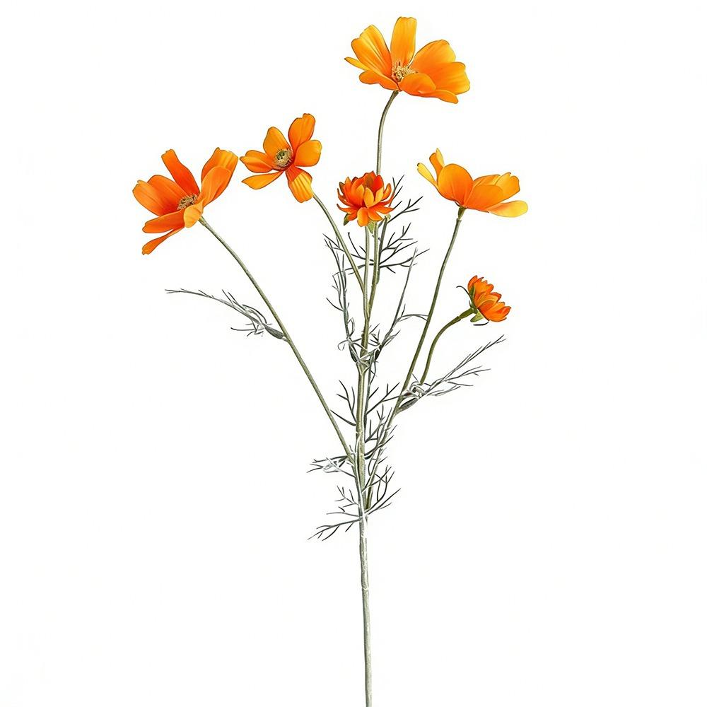Velvet Material Artificial Silk Flower 60CM Length Flocking Cosmos Faux Silk Flower Gerbera Style Artificial Flower оранжевый