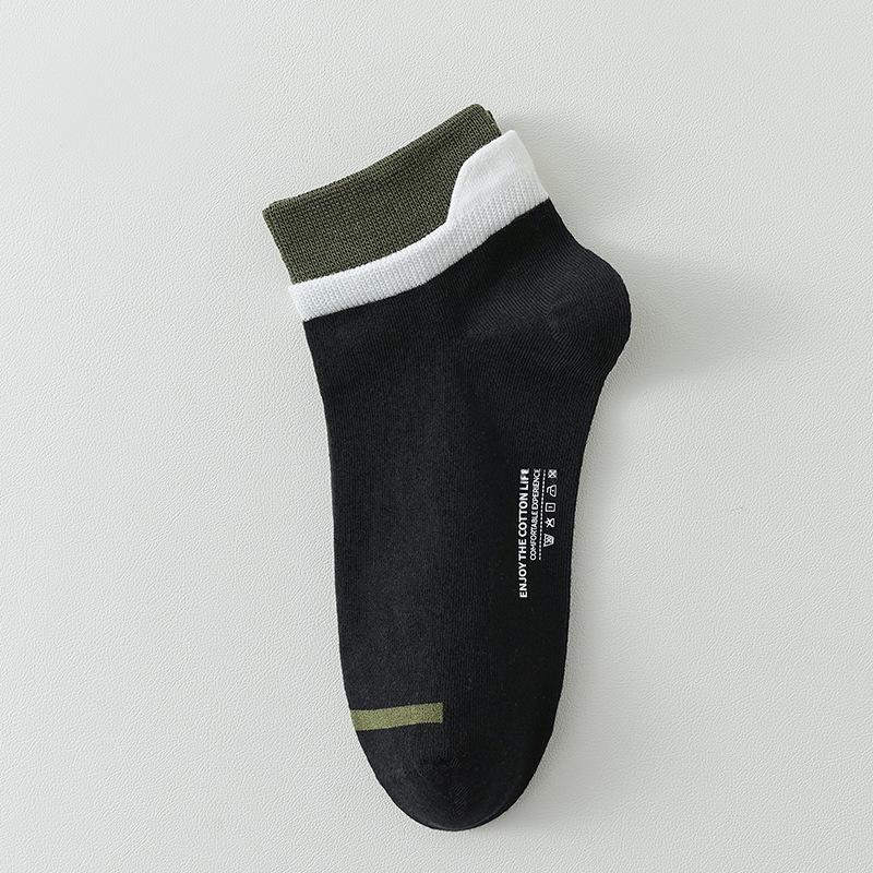 Men Spring and Autumn Pure Cotton Ear Lifting Sweat Absorbing Deodorizing Matching Color Short Tube Socks