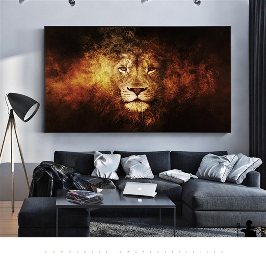 Canvas Painting, Abstract Lion Head, Fire Animal, Wall Art Decoration, Home Decor, Wall Panels for the Living Room, Quadro