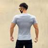 Men's Slim Fit Ribbed T-Shirt - Stretchy, Tight-Fitting, Round Neck, Short Sleeve, Muscle-Defining Fitness Tee