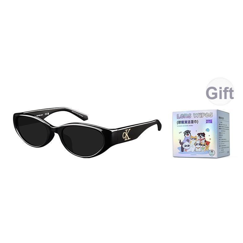 Calvin Klein Trendy Street Style Blush Narrow Frame Sunglasses UV Protection Compatible With Zeiss Lenses Square Sunglasses CKJ23602S Without Gift Box,003-Black Frame with Gray Lens