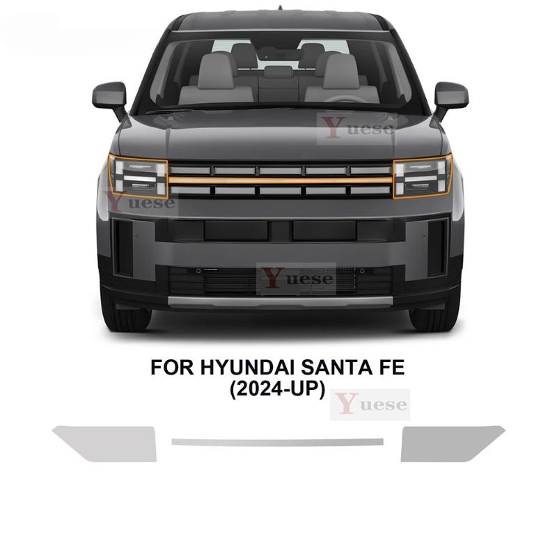 

For Hyundai Santa FE 2024 2025 2 Pcs Car Headlight Protective Film Transparent Smoked Black TPU Sticker Transparent