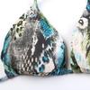 Yousheng Womens Bikini Set with Drawstring Bottoms Adjustable Triangle Cups Halter Tie Strap Quick-Dry Elastic Fabric Snake Skin Watercolor Floral