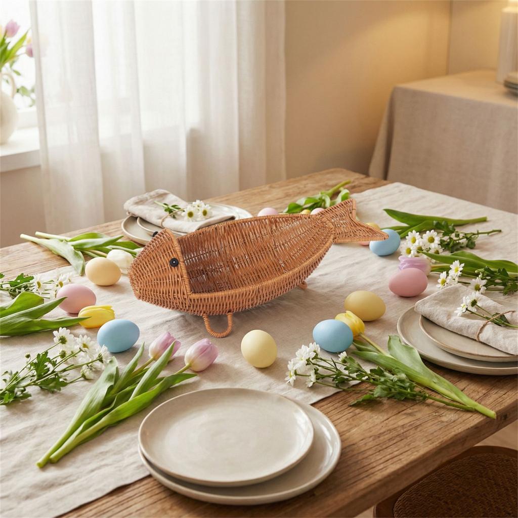 Fruit Platter, Rattan Woven Storage, Cute Desktop Woven Bread Basket, Living Room Kitchen Storage Basket, Snack Storage Basket