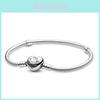Stylish And Romantic Pandora Heart Clasp Charm Bracelet With Snake Chain And Box