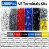 200-1900Pcs Electrical Tube Insulated Terminal VE Tubular Crimp Terminals Wire Cable Connector Ferrules Terminal Connectors