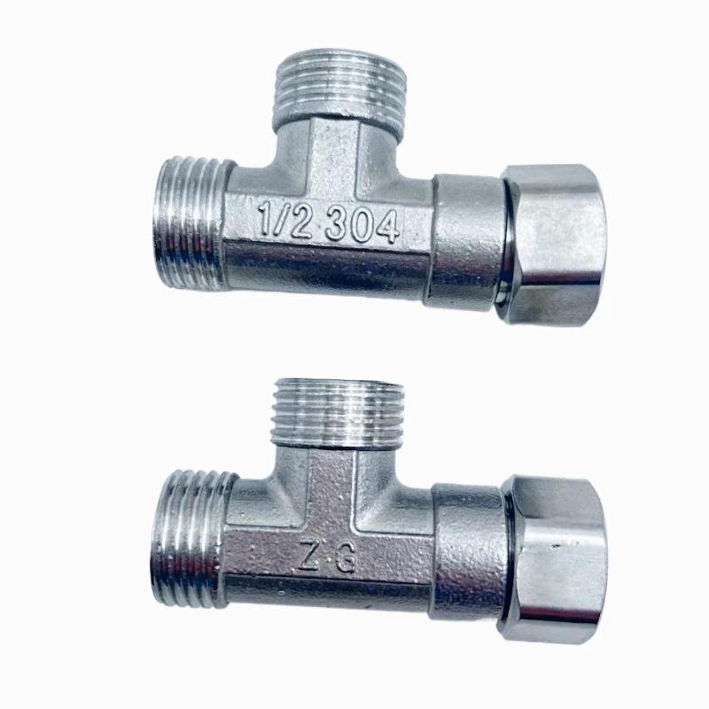 Toiletten Umleitventil Kupfer T-Adapter G1/2" T-Ventil für Bad Bidet Sprayer Duschanschluss 4 Punkte Dreiwege Wasserrohr