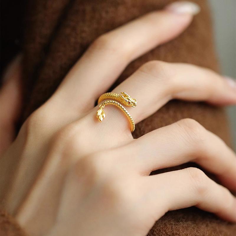 S925 Premium Silver Zodiac Dragon Ring For Women With Stylish Open Design Ideal For Daily Wear