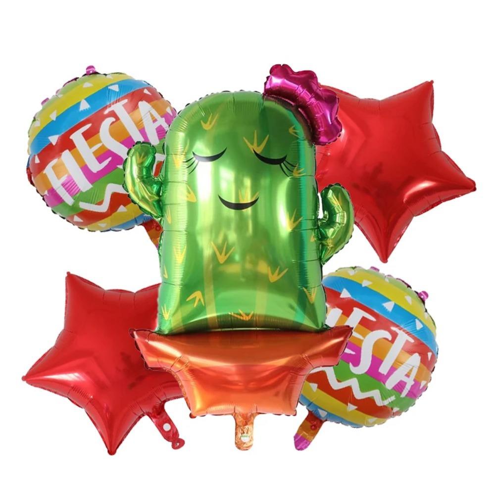 

Mexican Carnival Party Balloon Cactus Straw Hat Alpaca Aluminum Film Set Birthday Cartoon Balloon Style 16