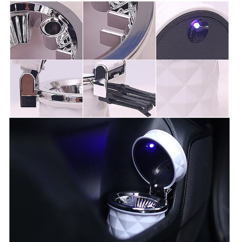 Portable Ashtray for Car Mini Trash Can Detachable Smokeless Ash Tray with LED