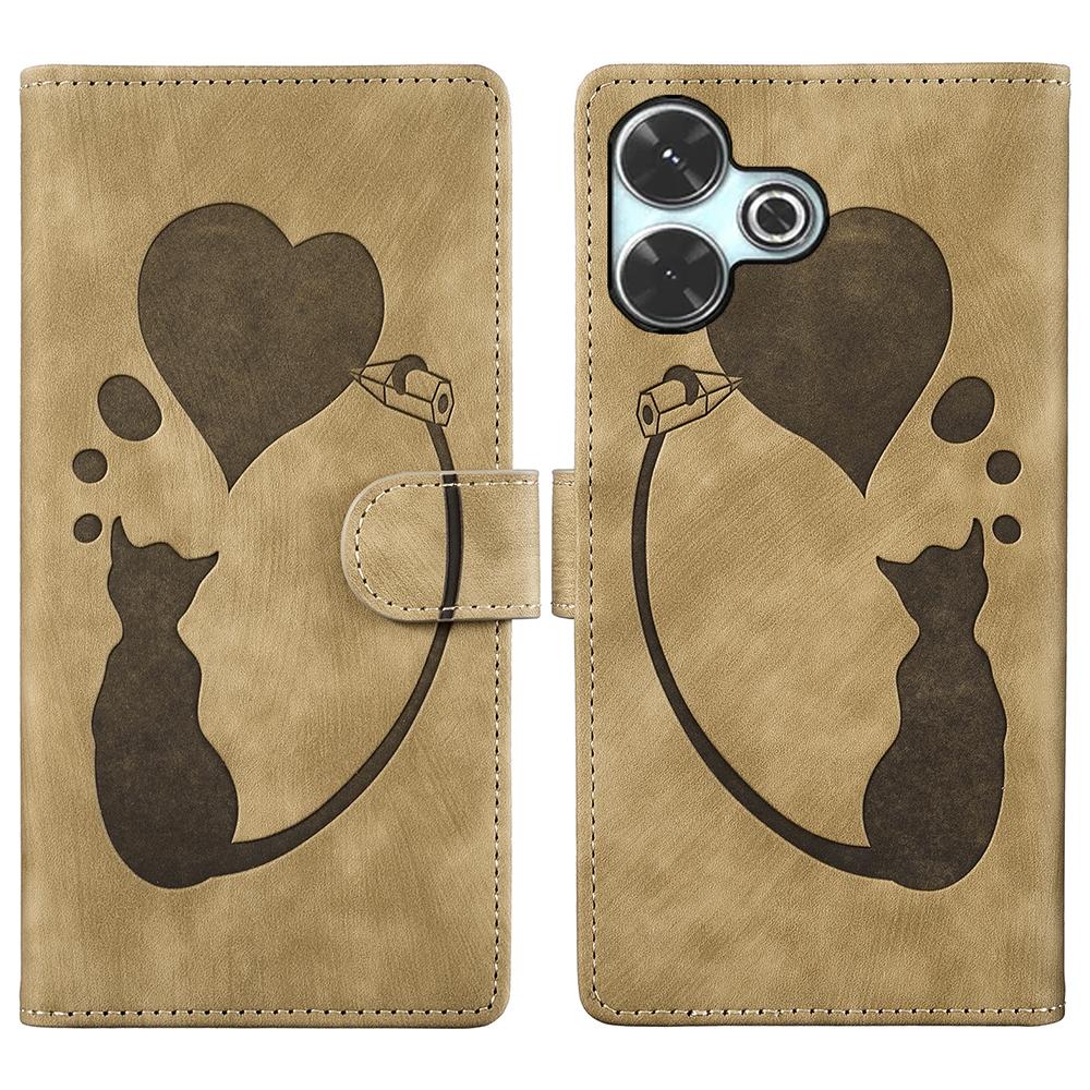 For Xiaomi Redmi 13 4G/13 5G Case Heart Cat Folding Stand PU Leather Phone Cover