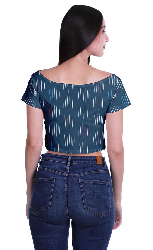 Moomaya Printed Boat Neck Womens Sexy Summer Tops Zip Front Viscose Crop Top