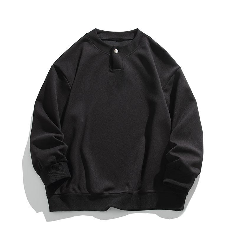 

2026 Spring Men Soild Color Hoodies Men Round Neck White Black Pullovers Autumn Male Casual Loose Fit Trendy Hoodie Man Tops M чёрный